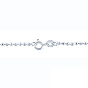 Chain by Clasp. Sterling Silver 2.0mm Width / Length, 20 Inch Regular Round Ball Chain with 6.0mm Width / Length by 1.4mm Thick, Smooth Spring Ring Clasp. Quantity Per Pack: 1 Piece.