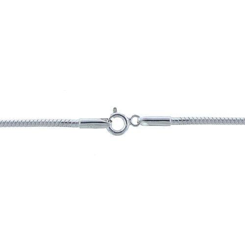 Chain by Clasp. Sterling Silver 2.2mm Width / Length, 16 Inch Round Regular Snake Chain with 6.0mm Width / Length by 1.4mm Thick, Smooth Spring Ring Clasp. Quantity Per Pack: 1 Piece.