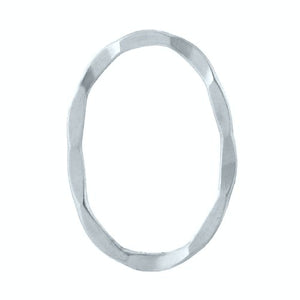 Sterling Silver, 15.0mm Width by 1.2mm Length by 21.7mm Height, Hammered Oval Connector. Quantity Per Pack: 1 Piece.