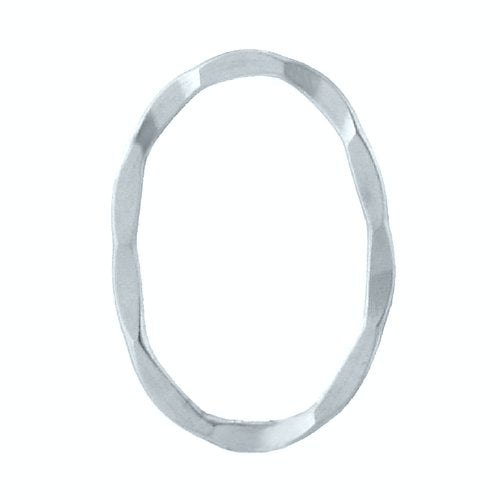 Sterling Silver, 23.5mm Width by 0.9mm Length by 35.6mm Height, Hammered Oval Connector Ring. Quantity Per Pack: 1 Piece.