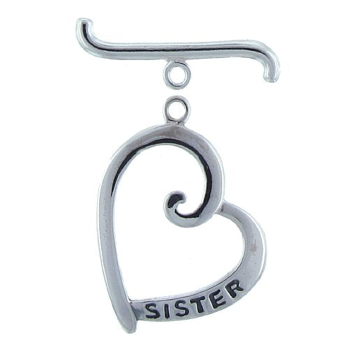 Sterling Silver, 19.8mm Width by 2.3mm Length by 27.2mm Height, Heart 