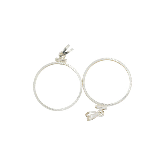 Settings. Sterling Silver 25.0mm Width by 2.45mm Thick, Corrugated Coin Mount with 8.25mm Height by 3.50mm Length by 5.35mm Width Bail. Quantity Per Pack: 1 Piece.