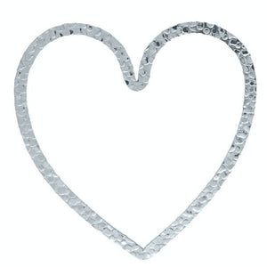 Sterling Silver, 43.0mm Width by 0.7mm Length by 43.0mm Height, Textured Heart Connector. Quantity Per Pack: 2 Pieces.