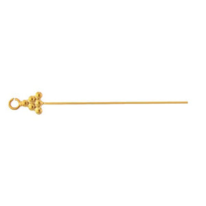 Sterling Silver Flash Gold, 22.0 Gauge 1.0 Inch Eye Pin With 6-Dotted Triangle Head & 3.4mm Ring. Quantity Per Pack: 10 Pieces.