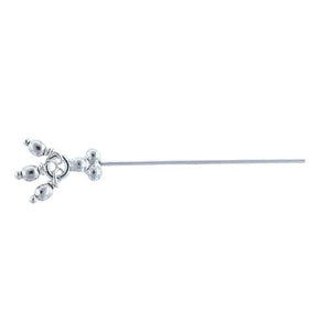 Sterling Silver, 22.0 Gauge 2.0 Inch Dangle Pin With Dotted Triangle Head & Dangles. Quantity Per Pack: 10 Pieces.