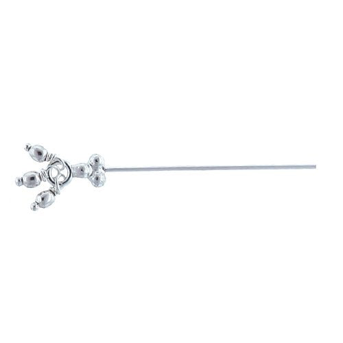 Sterling Silver, 22.0 Gauge 2.0 Inch Dangle Pin With Dotted Triangle Head & Dangles. Quantity Per Pack: 10 Pieces.