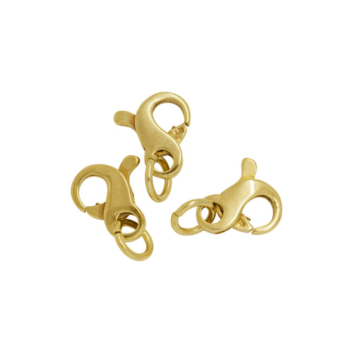 Clasps. Sterling Silver Gold Plated 6.9mm Width by 7.8mm Length by 2.72mm Thick, Figure 8 Lobster Clasp With 4.8mm Width / Length Fix Ring and 5.97mm Width / Length Open Ring. Quantity Per Pack: 5 Pieces.