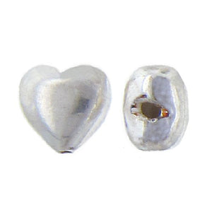 Sterling Silver, 8.3mm Width by 5.8mm Length by 8.3mm Height, Heart Bead. Quantity per pack: 2 Pieces.