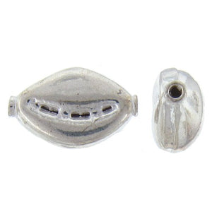 Sterling Silver, 14.2mm Width by 8.4mm Length by 22.3mm Height, Cowrie Shell Bead. Quantity per pack: 9 Pieces.