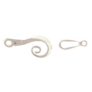 Sterling Silver, 9.9mm Width by 2.0mm Length by 20.3mm Height, Spiral Hook with 5.7mm Width by 2.6mm Length by 12.5mm Height, Plain Eye Clasp, Fancy Hook & Eye Clasp. Quantity Per Pack: 1 Pair.