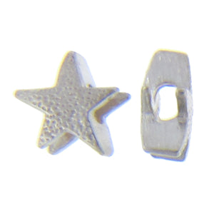 Sterling Silver, 10.2mm Width by 5.0mm Length by 10.5mm Height, Textured Star Bead for Leather. Quantity per pack: 3 Pieces.