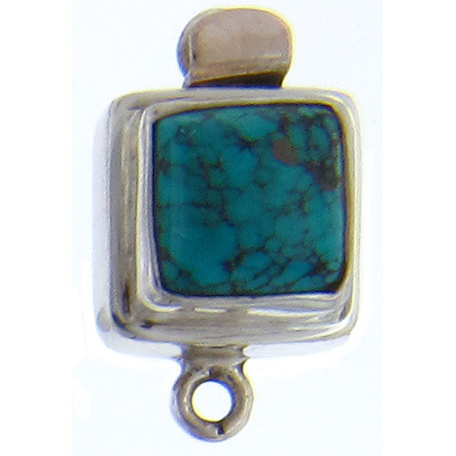 Sterling Silver, 13.5mm Width by 10.5mm Length by 22.0mm Height, Turquoise Square Box Clasp. Quantity Per Pack: 1 Pair.