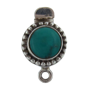 Sterling Silver, 13.1mm Width by 9.2mm Length by 22.2mm Height, Turquoise Round Beaded Box Clasp. Quantity Per Pack: 1 Pair.