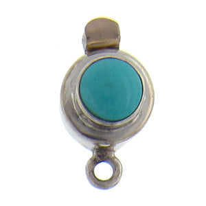 Sterling Silver, 11.1mm Width by 9.2mm Length by 18.8mm Height, Turquoise Round Box Clasp. Quantity Per Pack: 1 Pair.