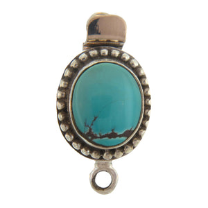 Sterling Silver, 14.3mm Width by 9.3mm Length by 27.2mm Height, Turquoise Oval Box Clasp. Quantity Per Pack: 1 Pair.