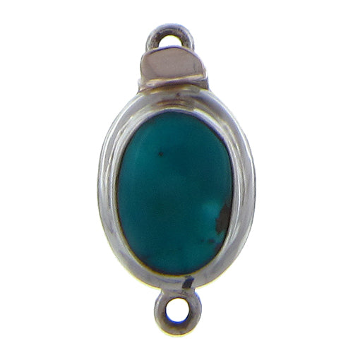 Sterling Silver, 13.0mm Width by 10.1mm Length by 24.6mm Height, Turquoise Oval Box Clasp. Quantity Per Pack: 1 Pair.