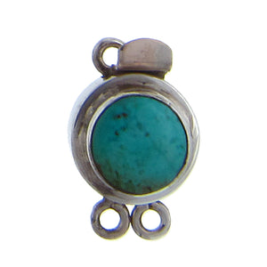 Sterling Silver, 14.0mm Width by 11.0mm Length by 21.9mm Height, 2 Strand Turquoise Round Box Clasp. Quantity Per Pack: 1 Pair.