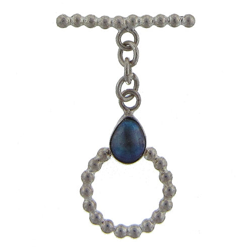 Sterling Silver, 22.8mm Width by 17.3mm Length Toggle Clasp with 8.6mm Pearl On Top of Clasp Ring. Quantity Per Pack: 1 Pair.