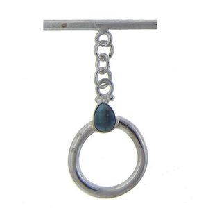 Sterling Silver, 24.3mm Width by 20.1mm Length Circle Toggle Clasp Ring with 5.7mm Pearl attatched to Fix Ring on Clasp, and 2.4mm Width by 28.5mm Length Toggle Clasp Bar. Quantity Per Pack: 1 Pair.