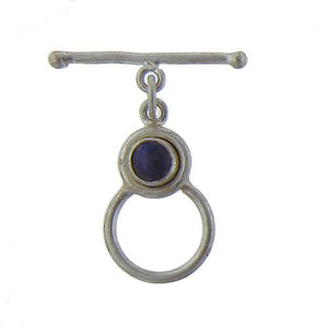 Sterling Silver Oxidized, 13.7mm Width by 23.6mm Height, Fancy Circle Toggle Clasp Ring with 6.0mm Pearl and 2.3mm Width by 24.6mm Length, Fancy Toggle Clasp Bar. Quantity Per Pack: 2 Pairs.