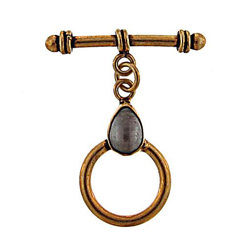 Sterling Silver Gold Plated / Vermeil, 14.2mm Width by 23.4mm Height, Fancy Circle Toggle Clasp Ring with 6.0mm Pearl and 24.9mm Length, Fancy Toggle Clasp Bar. Quantity Per Pack: 1 Pair.