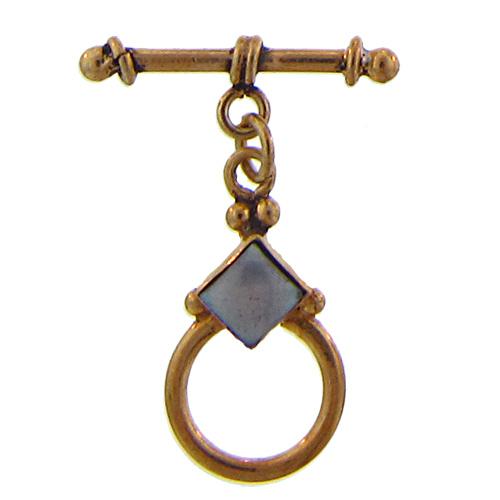 Sterling Silver Gold Plated / Vermeil, 12.5mm Width by 22.8mm Height, Fancy Circle Toggle Clasp Ring with 7.7mm Pearl and 23.5mm Length, Fancy Toggle Clasp Bar. Quantity Per Pack: 2 Pairs.