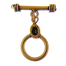 Load image into Gallery viewer, Sterling Silver Gold Plated / Vermeil, 13.0mm Width by 20.6mm Height, Fancy Circle Toggle Clasp Ring with 5.1mm Pearl and 20.2mm Length, Fancy Toggle Clasp Bar. Quantity Per Pack: 1 Pair.
