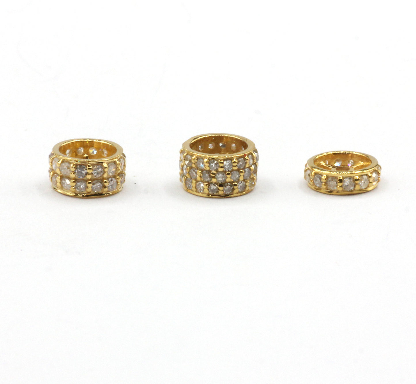 14K Gold 6 mm Round Tyre Pave Diamond Bead .14K Gold Diamond Beads Tyre, Genuine handmade pave diamond Beads.