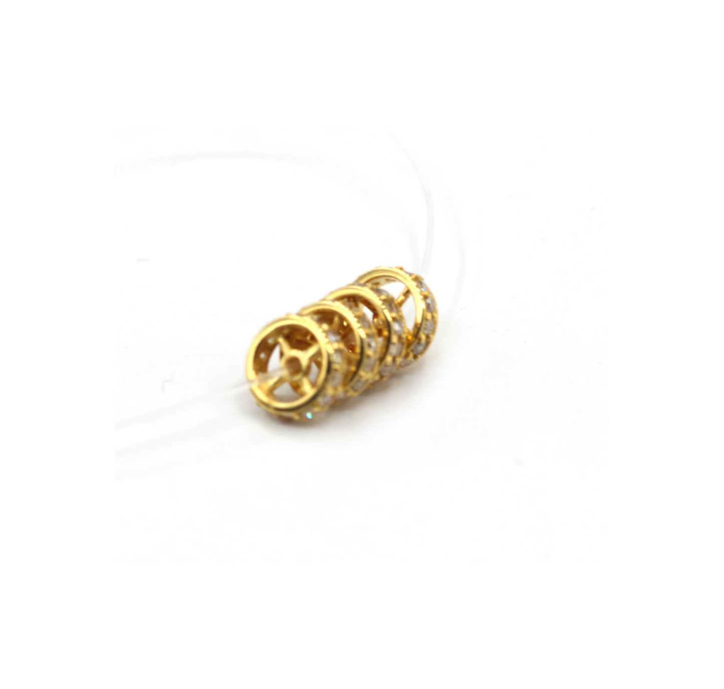 14K Gold 6 mm Round Tyre Pave Diamond Bead .14K Gold Diamond Beads Tyre, Genuine handmade pave diamond Beads.