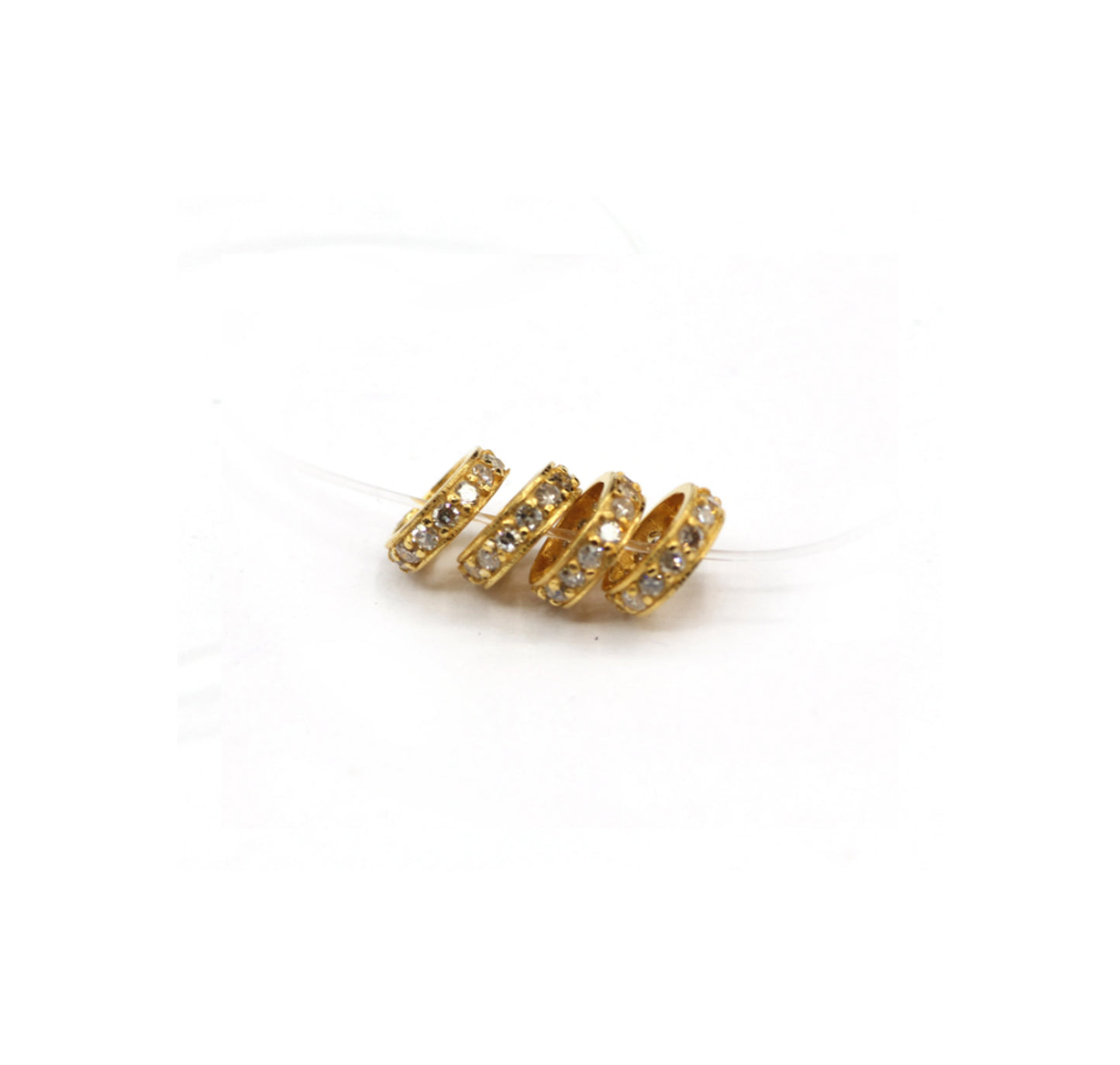 14K Gold 6 mm Round Tyre Pave Diamond Bead .14K Gold Diamond Beads Tyre, Genuine handmade pave diamond Beads.