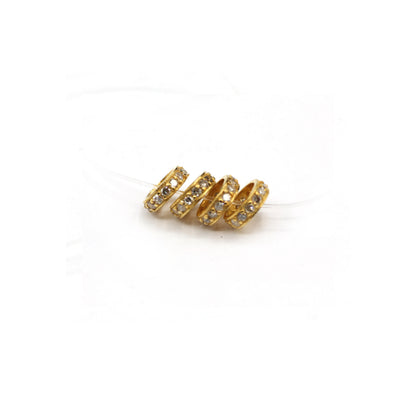 14K Gold 6 mm Round Tyre Pave Diamond Bead .14K Gold Diamond Beads Tyre, Genuine handmade pave diamond Beads.