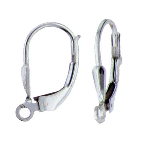 Ear Findings. Sterling Silver 8.9mm Width by 17.0mm Length, Plain Lever Back With 2.8mm Width / Length Fix Ring towards the bottom. Quantity Per Pack: 10 Pieces.