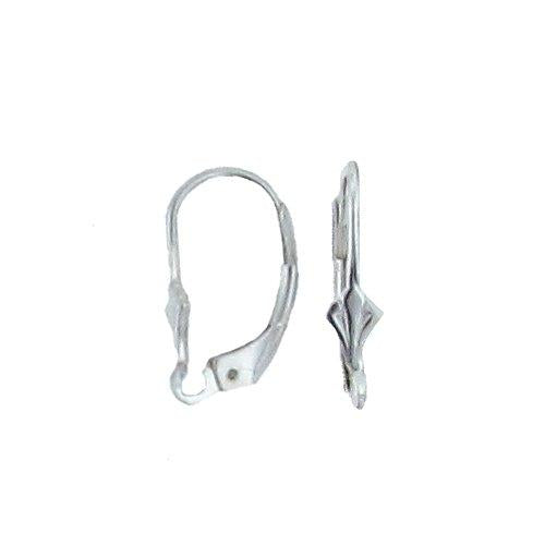 Ear Findings. Sterling Silver 9.5mm Width by 16.2mm Length, Plain Lever Back With Fleur De Lis, With 2.9mm Width / Length Fix Ring towards the bottom. Quantity Per Pack: 10 Pieces.