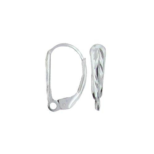 Ear Findings. Sterling Silver 9.2mm Width by 14.9mm Length, Diamond Cut Shield Lever Back With 2.9mm Width / Length Close Ring towards the bottom. Quantity Per Pack: 10 Pieces.