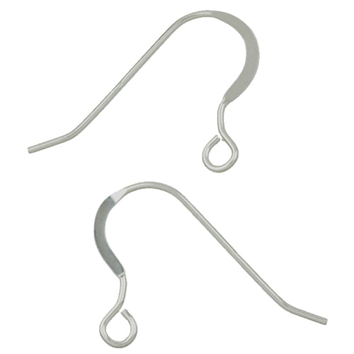 Ear Findings. Sterling Silver 22.0 Gauge, 9.5mm Width by 24.9mm Height, Flat Head Ear Wire With 3.2mm Width / Length Open Loop Towards the Front of the Ear Wire. Quantity Per Pack: 20 Pieces.