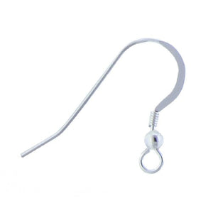 Ear Findings. Sterling Silver 22.0 Gauge, 15.1mm Width by 24.4mm Height, Ear Wire with Bead & Coil. Quantity Per Pack: 20 Pieces.