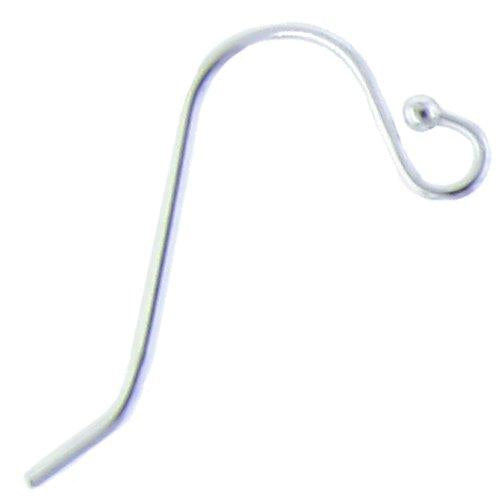 Ear Findings. Sterling Silver 21.0 Gauge, 14.2mm Width by 21.5mm Height, Ear Wire With 3.4mm Width / Length Open Loop, and 1.5mm Width / Length Ball at the front end. Quantity Per Pack: 50 Pieces.