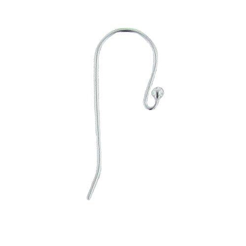 Ear Findings. Sterling Silver 21.0 Gauge, 14.4mm Width by 25.8mm Height, Ear Wire With 1.7mm Width / Length Open Loop, and 2.0mm Width / Length Ball at the front end. Quantity Per Pack: 50 Pieces.