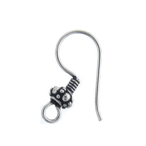 Ear Findings. Sterling Silver 20.0 Gauge, 9.6mm Width by 18.8mm Height, Ear Wire With 3.0mm Length Coil, and 5.5mm Width Bali Bead, 4.0mm Width / Length Open Ring. Quantity Per Pack: 10 Pieces.