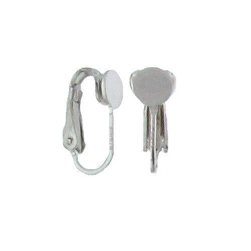 Ear Findings. Sterling Silver 8.0mm Width by 6.4mm Length by 15.3mm Height Ear Clip With 5.5mm Width / Length Flat Pad. Quantity Per Pack: 2 Pieces.