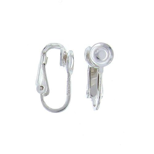 Ear Findings. Sterling Silver 8.2mm Width by 6.4mm Length by 15.2mm Height Ear Clip With 5.5mm Width by 1.1mm Depth Cup. Quantity Per Pack: 4 Pieces.