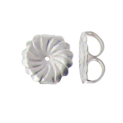 Ear Nuts. Sterling Silver 2.7mm Width by 5.3mm Length by 4.1mm Height, Ear Nut. Quantity Per Pack: 20 Pieces.