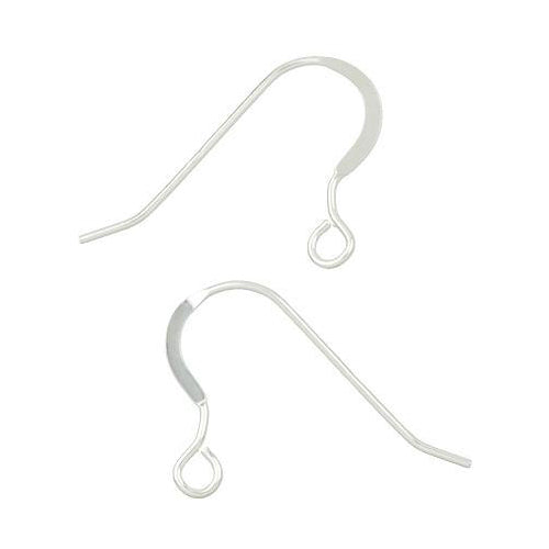 Ear Findings. Sterling Silver 23.0 Gauge, 8.3mm Width by 21.4mm Height, Flat Head Ear Wire With 3.3mm Width / Length Open Loop Towards the Front of the Ear Wire. Quantity Per Pack: 20 Pieces.