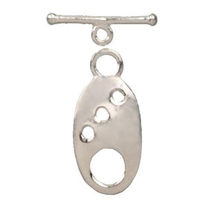 Clasps. Sterling Silver 12.1mm Width by 21.8 Length, Toggle Clasp with 6.54mm Fixed Ring towards Top of the Toggle Ring 
and a Bar with Fixed Ring on the Top & Ball end. Quantity Per Pack: 3 Pairs.