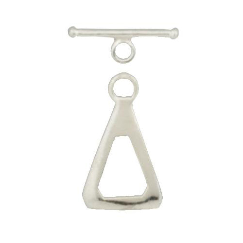 Clasps. Sterling Silver 14.00mm Width by 19.9mm Length by 1.0mm Thick, Triangle Toggle Clasp With 18.5mm Length by 1.68mm Thick, Plain Toggle Bar. Quantity Per Pack: 3 Pairs.