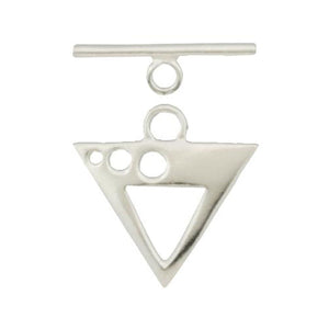 Clasps. Sterling Silver 24.1mm Width by 20.1mm Length by 1.0mm Thick, Triangle Toggle Clasp With 23.2mm Length by 1.8mm Thick, Plain Toggle Bar. Quantity Per Pack: 3 Pairs.