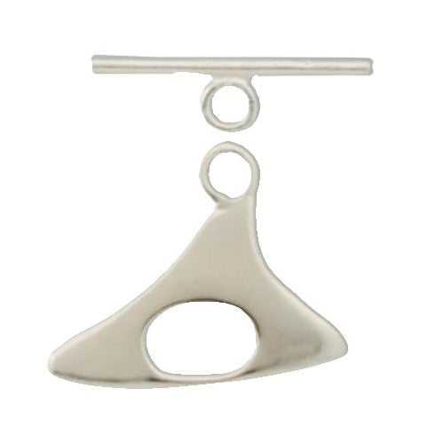 Clasps. Sterling Silver 28.7mm Width by 17.6mm Length by 1.2mm Thick, Triangle Toggle Clasp With 26.5mm Length by 1.8mm Thick, Plain Toggle Bar. Quantity Per Pack: 2 Pairs.