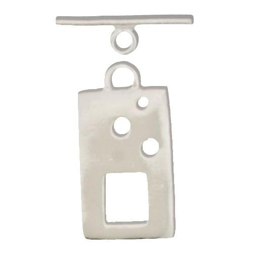 Clasps. Sterling Silver 15.6mm Width by 26.0mm Length by 1.0mm Thick, Rectangle Toggle Clasp With 23.6mm Length by 2.0mm Thick, Plain Toggle Bar. Quantity Per Pack: 2 Pairs.