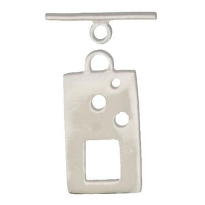 Clasps. Sterling Silver 15.6mm Width by 26.0mm Length by 1.0mm Thick, Rectangle Toggle Clasp With 23.6mm Length by 2.0mm Thick, Plain Toggle Bar. Quantity Per Pack: 2 Pairs.