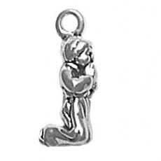 Charms. Sterling Silver, 6.8mm Width by 7.2mm Length by 18.0mm Height, Praying Boy Charm. Quantity Per Pack: 1 Piece.